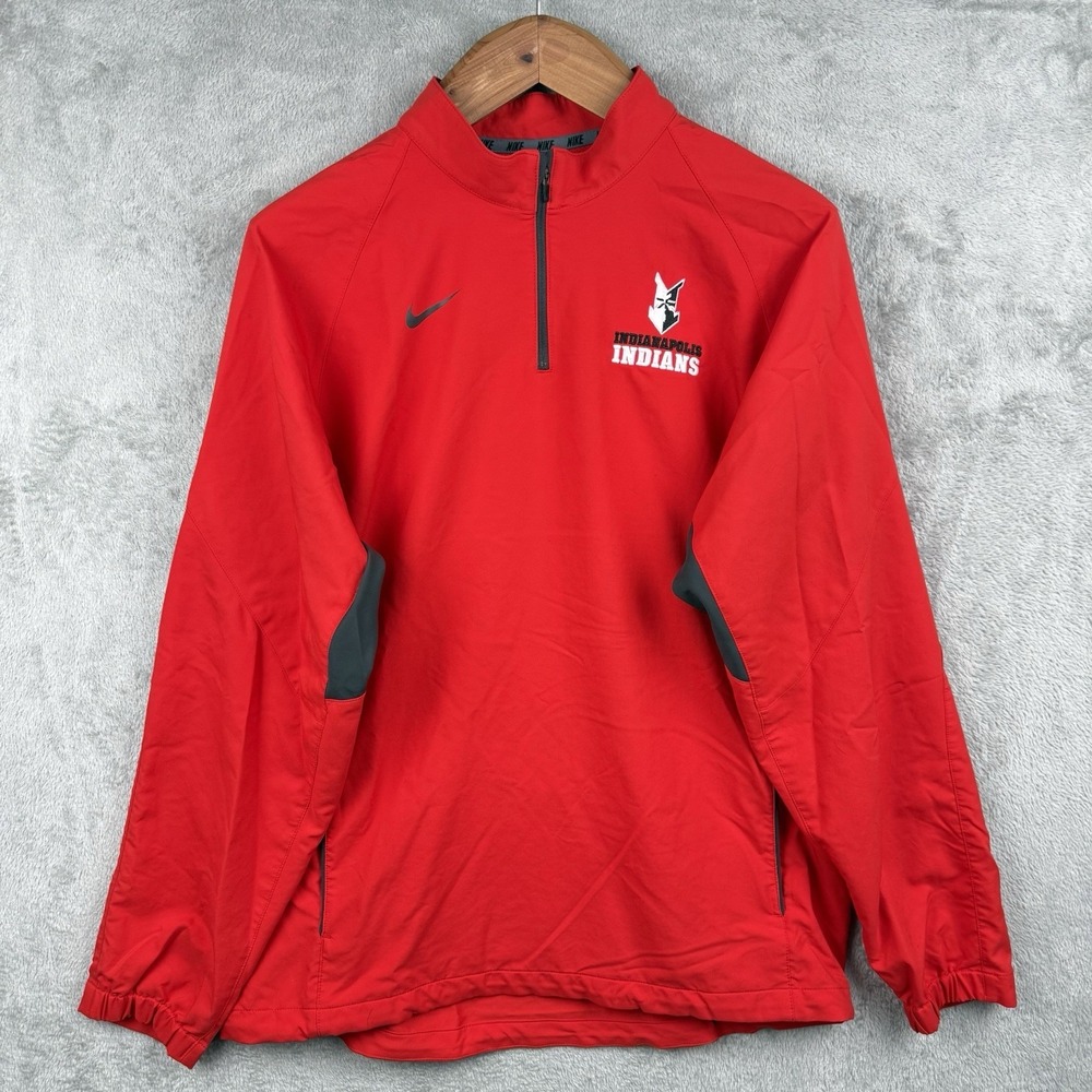 Nike Indianapolis Indians Pullover Mens M Red 1/4 Zip Windbreaker Logo Baseball